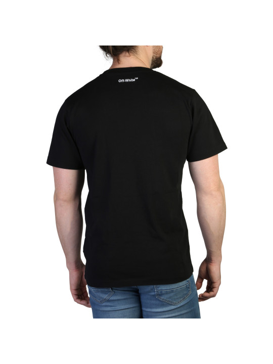 Schwarzes Off-White Baumwoll-T-Shirt Rückseite
