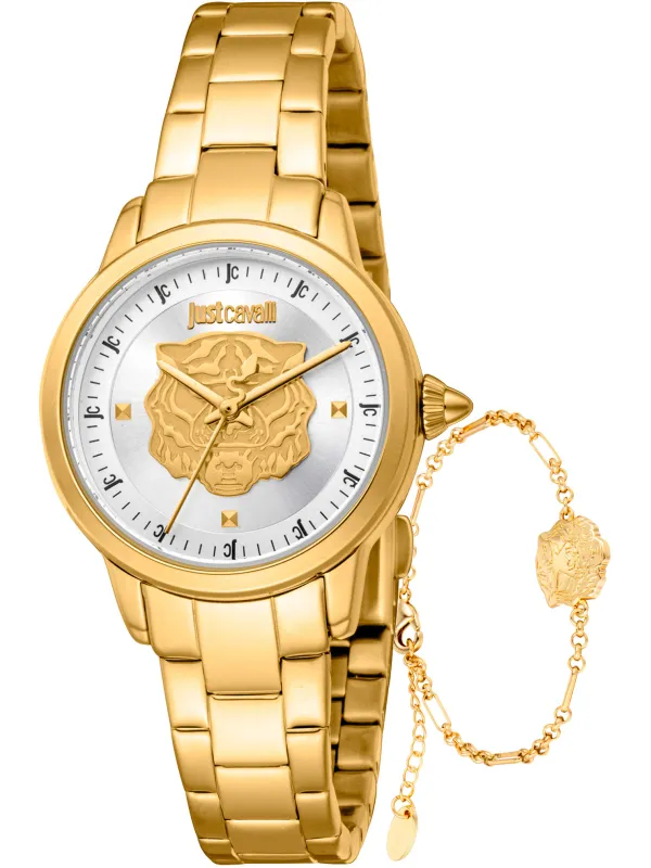Goldene Just Cavalli Uhr und Armband Goldene Just Cavalli Uhr und Armband