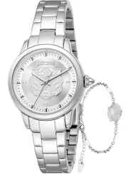 Graue Just Cavalli Herrenuhr mit Löwen
