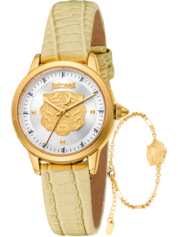 Goldene Just Cavalli Damenuhr Braun