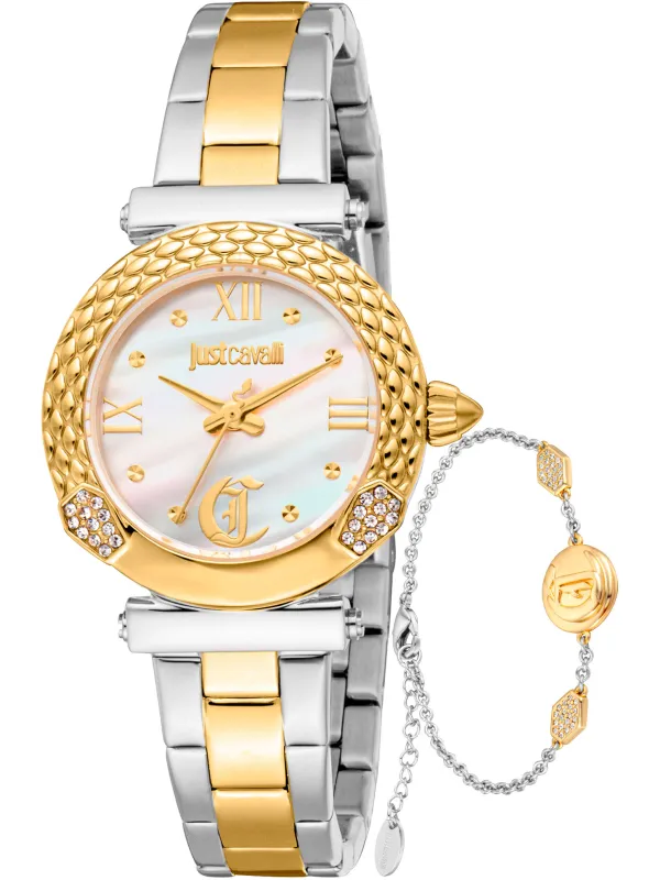 Goldene Just Cavalli Damenuhr Grau Goldene Just Cavalli Damenuhr Grau