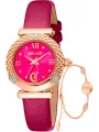 Violettes Lederarmband Roségold Damenuhr