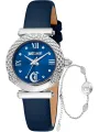 Blauer Cavalli Lederuhr mit Diamanten
