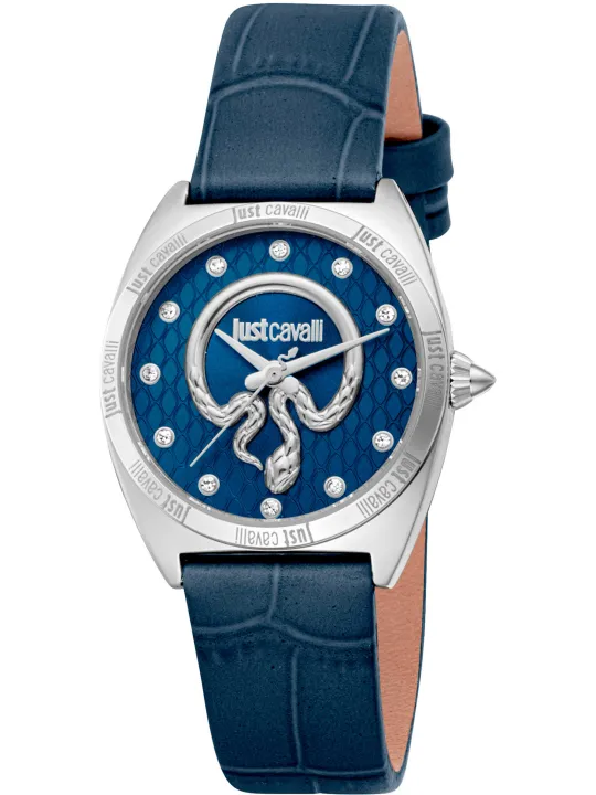 Blaues Cavalli Lederarmband mit Diamanten