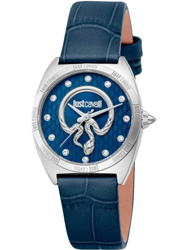 Blaues Cavalli Lederarmband mit Diamanten Blaues Cavalli Lederarmband mit Diamanten