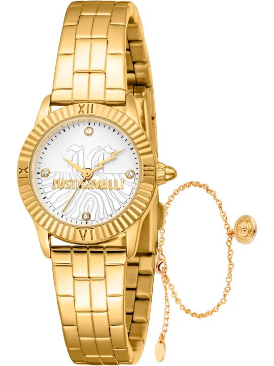 Goldene Just Cavalli Damenarmbanduhr mit Diamanten