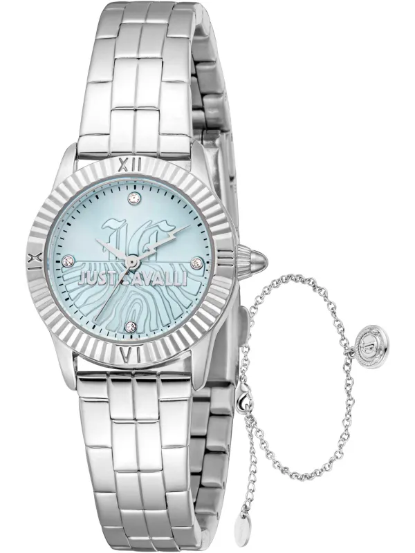 Graue Just Cavalli Damenarmbanduhr mit Diamanten Graue Just Cavalli Damenarmbanduhr mit Diamanten