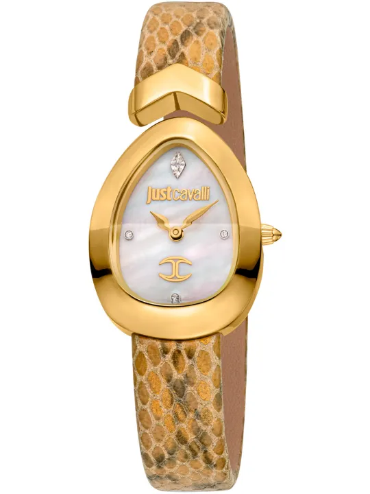 Goldene Just Cavalli Damenarmbanduhr Braun