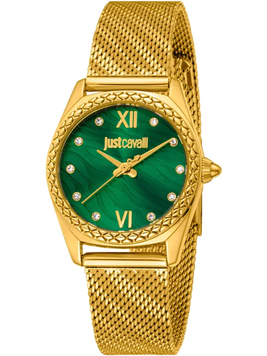 Goldene Just Cavalli Uhr mit Meshband