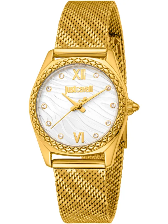Goldene Just Cavalli Damenarmbanduhr mit Diamanten