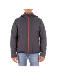 Graue Herrenjacke mit rotem Reißverschluss