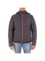 Graue Herrenjacke mit rotem Reißverschluss