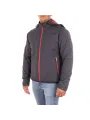 Dunkelgraue Jacke mit rotem Reißverschluss