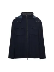 Dunkelblaue Kapuzenjacke mit Brusttaschen