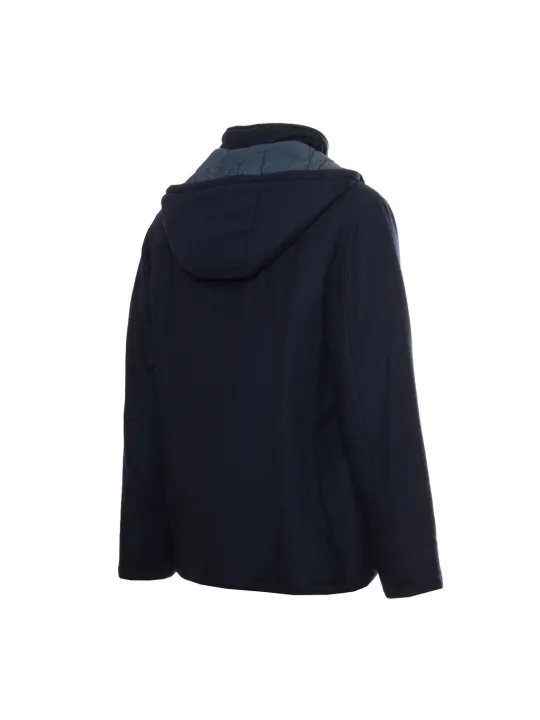 Navy blue hooded winter jacket