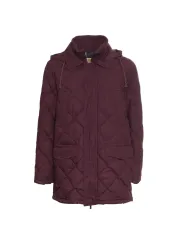 Gesteppt lila Kapuzenjacke mit Taschen