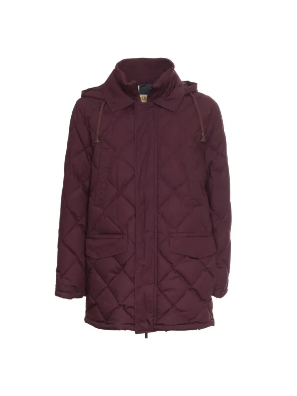 Gesteppt lila Kapuzenjacke mit Taschen Gesteppt lila Kapuzenjacke mit Taschen