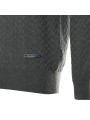 Grauer Strickpullover mit Kabelmuster
