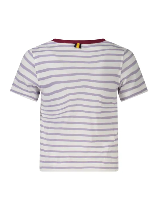 "K-WAY T-Shirts im Sale | K-WAY K31381WPEMELI_VIAO8 Mädchen T-Shirt mit gestreiftem Muster und Logo Applikation online kaufen"|Planet-Deluxe