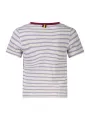 "K-WAY T-Shirts im Sale | K-WAY K31381WPEMELI_VIAO8 Mädchen T-Shirt mit gestreiftem Muster und Logo Applikation online kaufen"|Planet-Deluxe