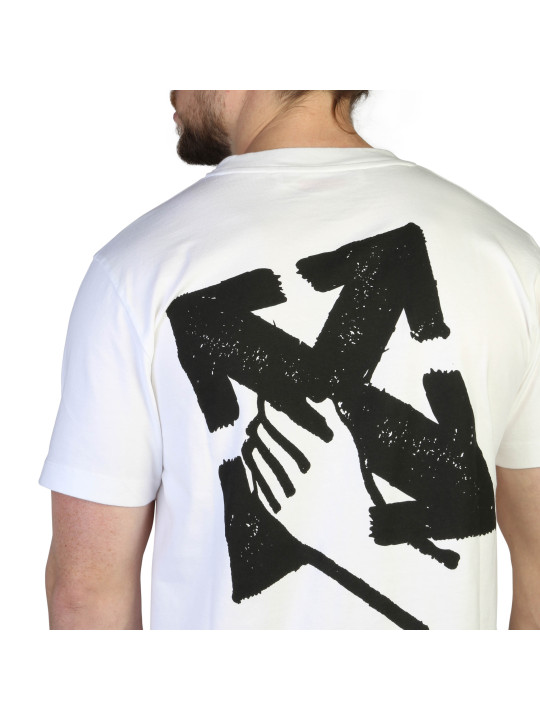 Weißes T-Shirt mit schwarzem Grafikdesign