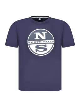 "North Sails Blaues Kurzarm T-Shirt mit Logo-Druck"