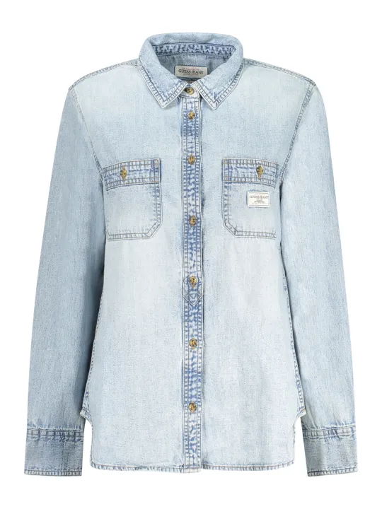"GUESS JEANS Hemden im Sale | Gewaschenes Jeanshemd, Klassisch, Italienkragen, 2 Taschen online kaufen"|Planet-Deluxe