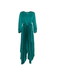 Blauer, plissierter Twinset Kleid mit Schlüsselloch