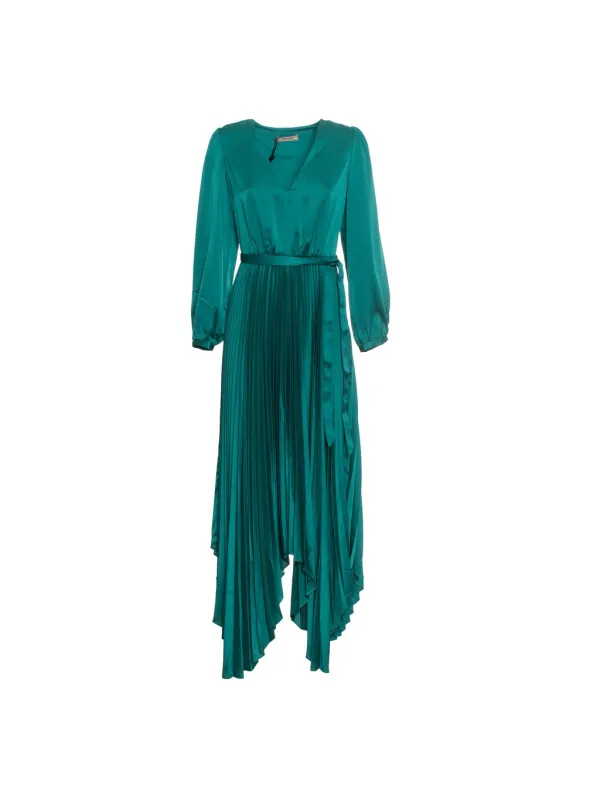 Blauer, plissierter Twinset Kleid mit Schlüsselloch Blauer, plissierter Twinset Kleid mit Schlüsselloch
