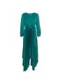 Blauer, plissierter Twinset Kleid mit Schlüsselloch