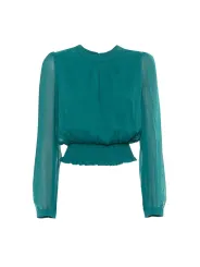 Grüne Seidenbluse mit Knopfverschluss