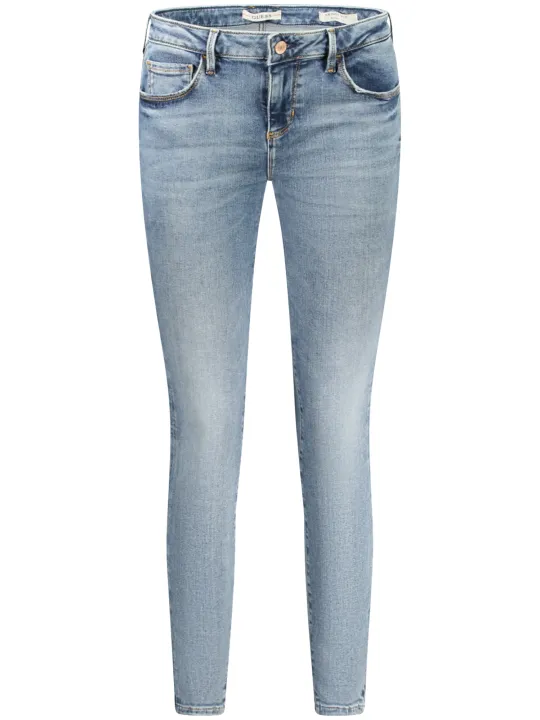 "GUESS JEANS Jeans im Sale | GUESS JEANS Damen Skinny Mid Jeans mit 5 Taschen, Knopf- und Reißverschluss, Used-Look und Logo - Modell W2YA99D4Q02_BLCMD1 online kaufen"|Planet-Deluxe