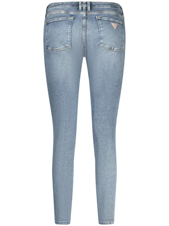 "GUESS JEANS Jeans im Sale | GUESS JEANS Damen Skinny Mid Jeans mit 5 Taschen, Knopf- und Reißverschluss, Used-Look und Logo - Modell W2YA99D4Q02_BLCMD1 online kaufen"|Planet-Deluxe