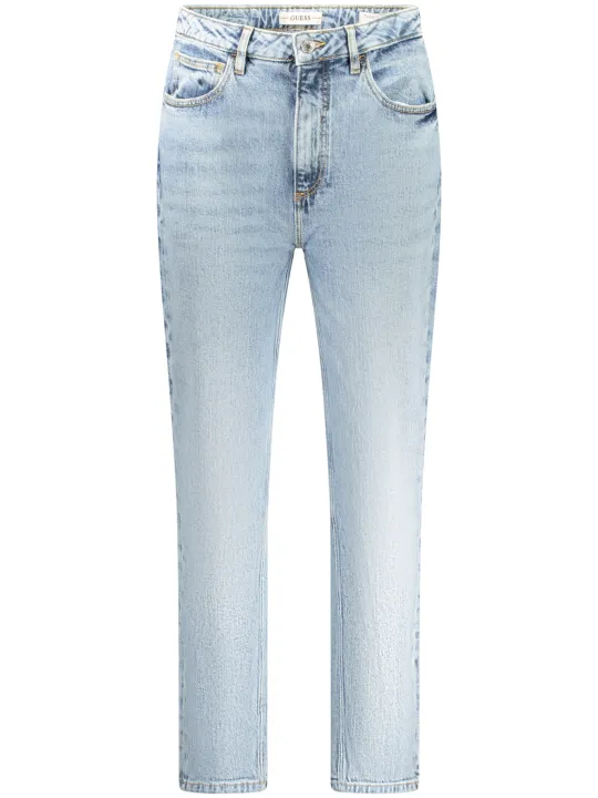 "GUESS JEANS Jeans im Sale | GUESS JEANS - Damen Mom-Jeans mit 5 Taschen, konisch geschnitten, verwaschener Effekt, Knopf- und Reißverschluss, Logo-Detail,  online kaufen"|Planet-Deluxe