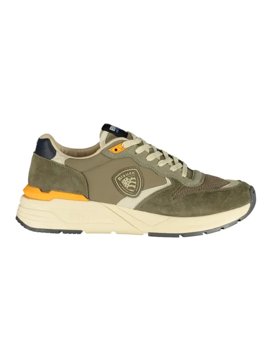 "Blauer Sneakers im Sale | Blauer Kontrast-Sneaker mit Logo und Applikation online kaufen"|Planet-Deluxe