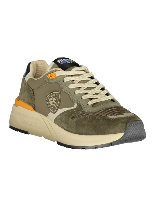 "Blauer Sneakers im Sale | Blauer Kontrast-Sneaker mit Logo und Applikation online kaufen"|Planet-Deluxe