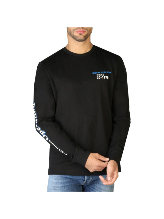Diesel schwarzes Langarm-T-Shirt Logo