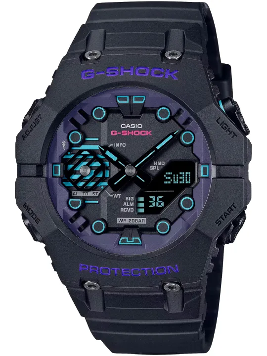 Schwarze Casio Digitaluhr mit Akzenten