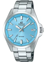 Silberne Casio Uhr mit blauem Zifferblatt