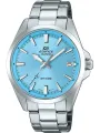 Silberne Casio Uhr mit blauem Zifferblatt