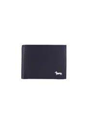 Dachshund-Grafik, dunkelgraue Lederbrieftasche