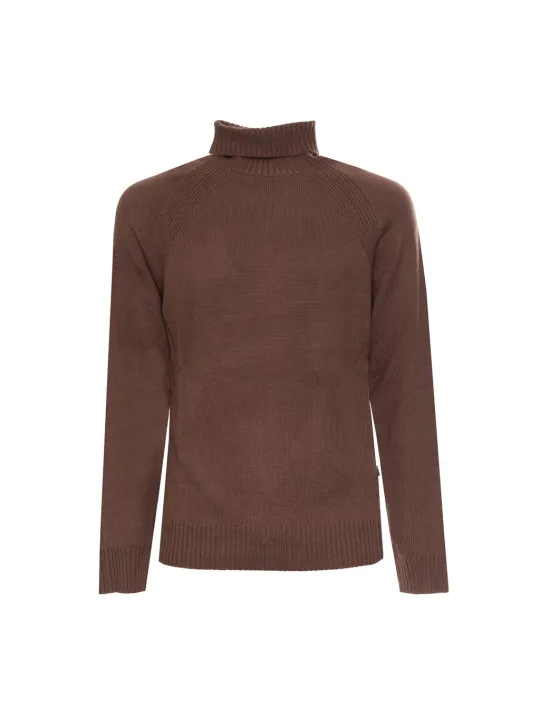 Brauner Strickpullover mit Rippenmuster