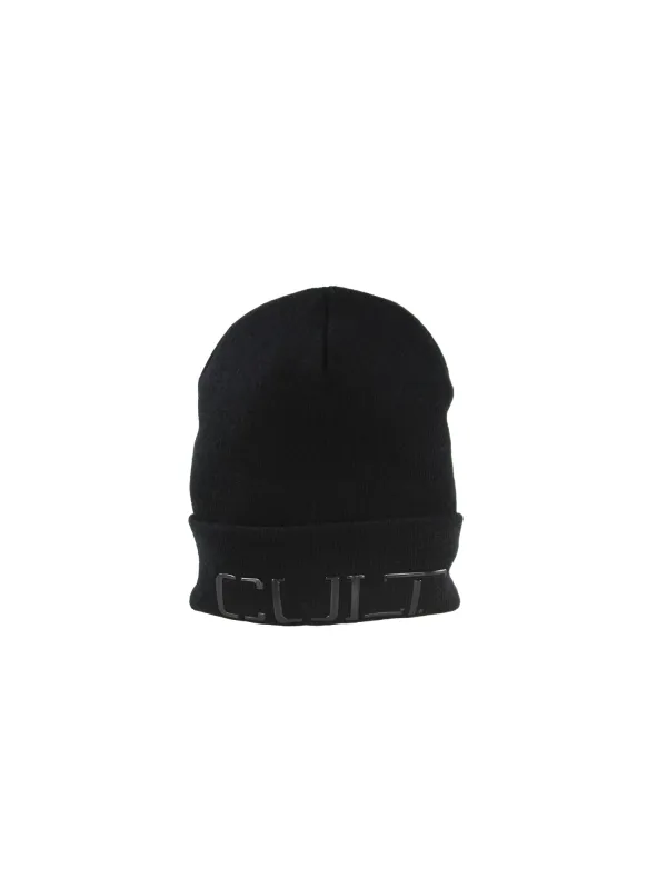Schwarze Strickmütze mit CULT-Logo Schwarze Strickmütze mit CULT-Logo