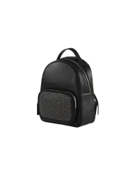 Schwarzer Lederrucksack mit Nieten