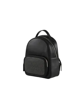 Schwarzer Lederrucksack mit Nieten