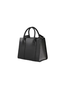 Schwarze Kunstleder Handtasche mit Netz