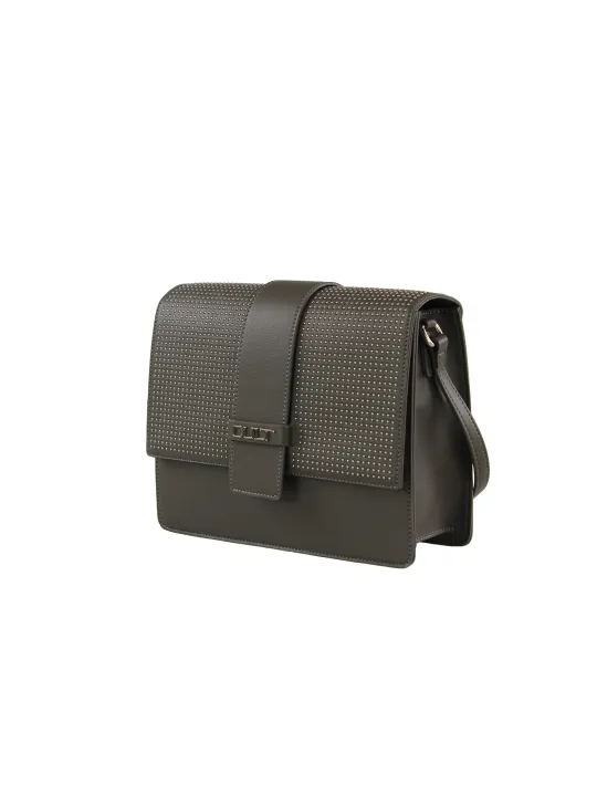 Schwarze Leder Schultertasche minimalistisch modern