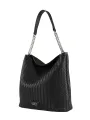 Schwarze geflochtene Leder Schultertasche