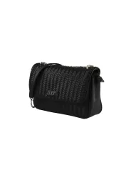 Schwarze geflochtene Leder Schultertasche Cult