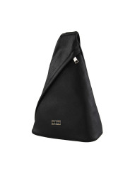 Schwarze Leder Schultertasche Dreieck Form